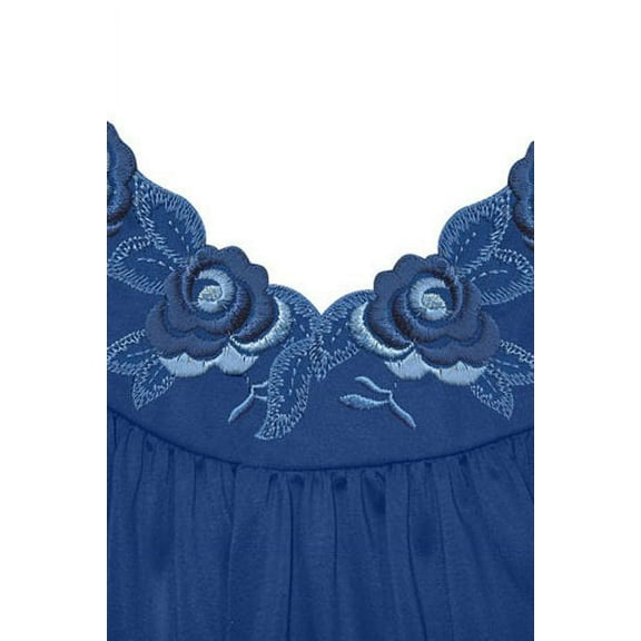 Women's Shadowline 37280X Plus Petals 40 Inch Embroidery Gown (Navy 2X)