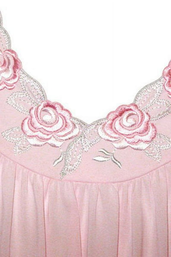 Women's Shadowline 37280X Plus Petals 40 Inch Embroidery Gown (Pink 2X)