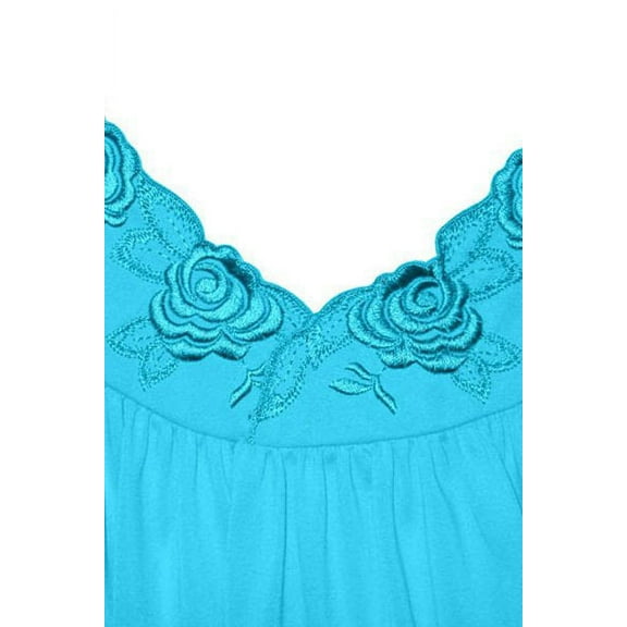 Women's Shadowline 37280X Plus Petals 40 Inch Embroidery Gown (Turquoise 3X)