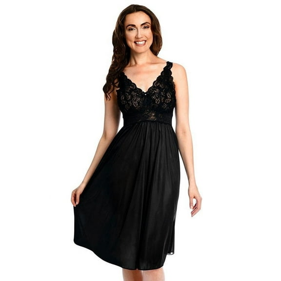 Women's Shadowline 37737 Silhouette 40 Inch Gown (Black L)
