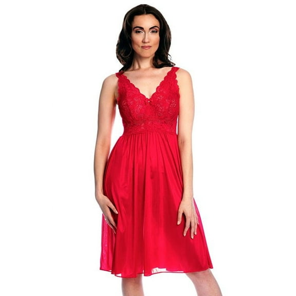 Women's Shadowline 37737X Plus Silhouette 40 Inch Gown (Red 3X)