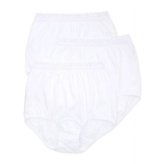 Women's Shadowline 442 Dixie Belle Full Cut Lace Waist Panty - 3 PK (White 12)