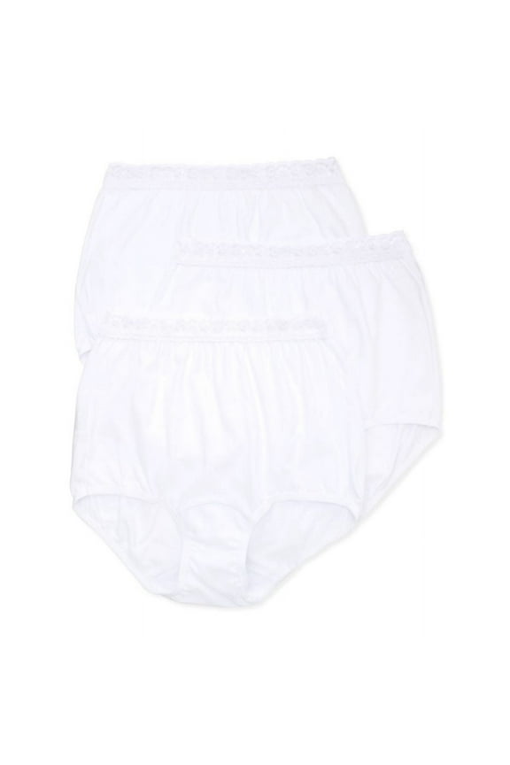 Women's Shadowline 442 Dixie Belle Full Cut Lace Waist Panty - 3 PK (White 8)