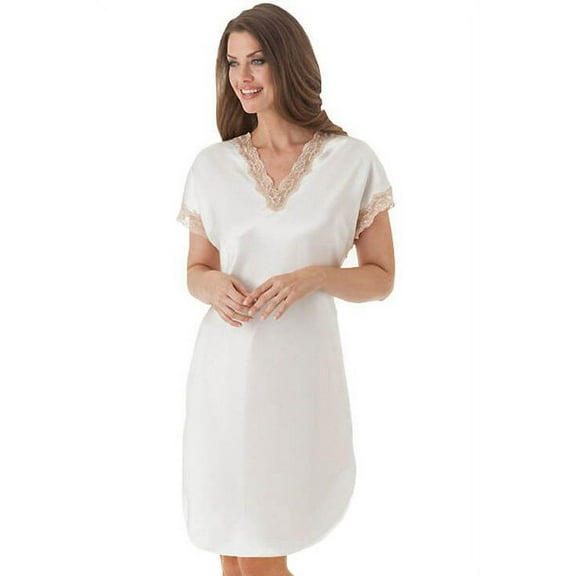 Women's Shadowline 4503 Charming Charmeuse Sleep Gown (White M)