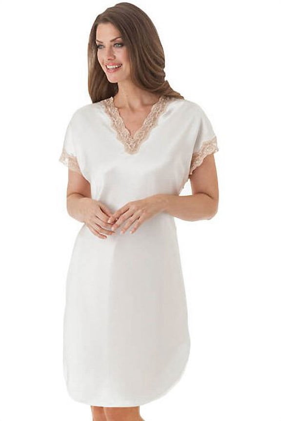 Women's Shadowline 4503 Charming Charmeuse Sleep Gown (White M)