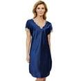 thumbnail image 1 of Women's Shadowline 4503X Plus Charming Charmeuse Sleep Gown (Navy 2X), 1 of 6