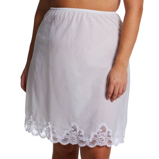 Women's Shadowline 4537X Plus Cotton Batiste 23 Inch Half Slip (White