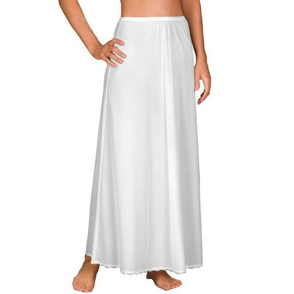Women's Shadowline 4711638 38 Inch Long Flare Half Slip (White M)