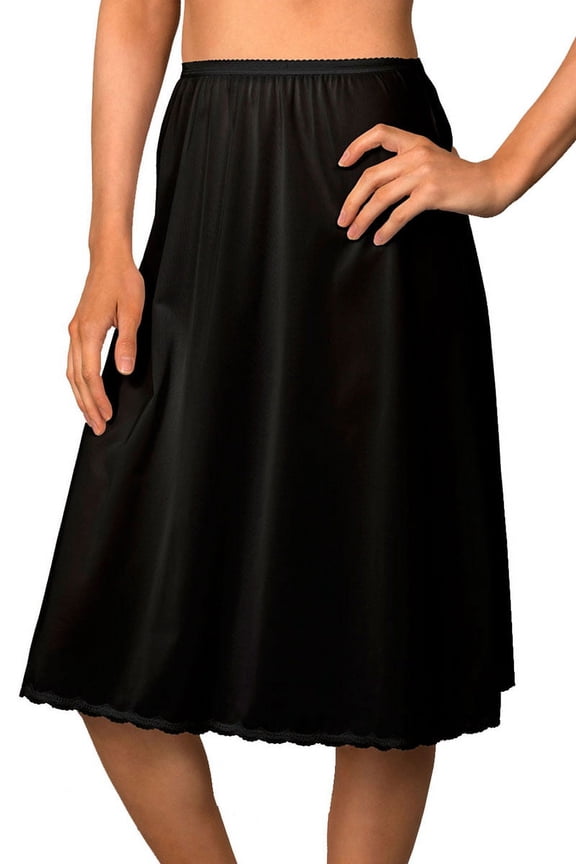 Women's Shadowline 471163X Plus Size 30 Inch Flare Half Slip (Black 1X)
