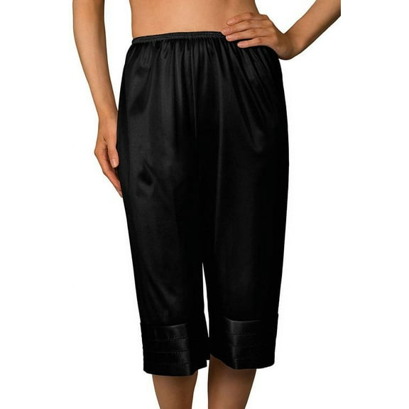 Women's Shadowline 6219X Plus Size Adjustable Length Culottes (Black 4X)