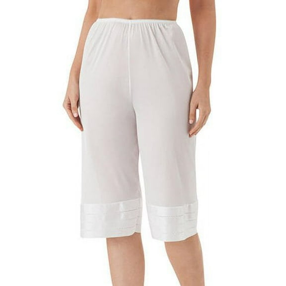 Women's Shadowline 6219X Plus Size Adjustable Length Culottes (White 1X)