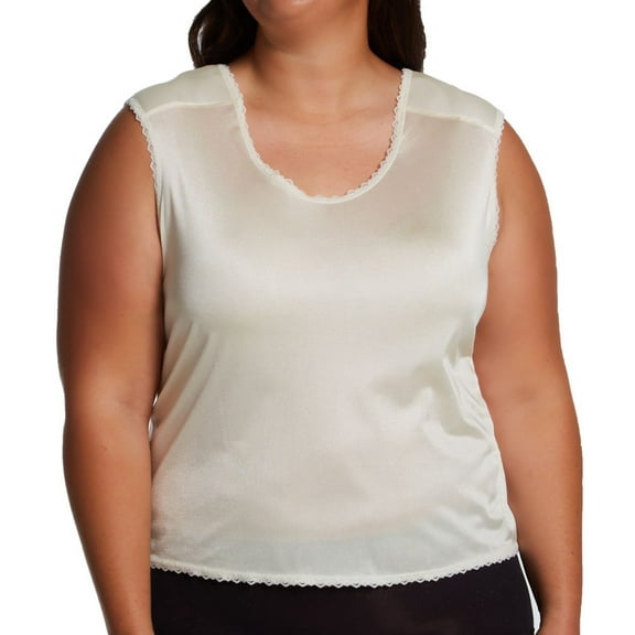 Women's Shadowline 7101X Plus Nylon Padded Shoulder Camisole (Beige 1X)
