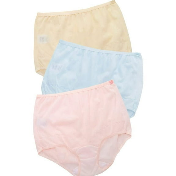 Women's Shadowline 719XX Plus Extra Dixie Belle Scallop Brief Panty- 3 PK (Pink/Blue/Beige 13)