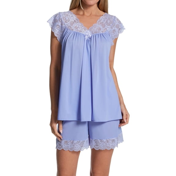 Women's Shadowline 74150 Twilight Nylon Tricot Short PJ Set (Lilac S)