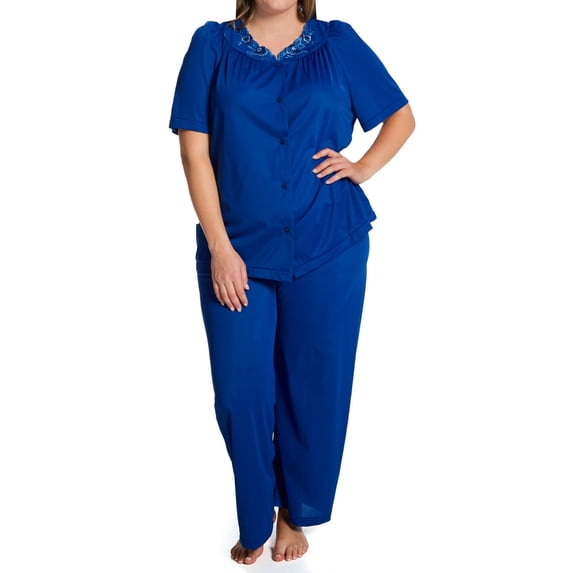 Women's Shadowline 76280X Plus Petals Pajama Set (Navy 2X)