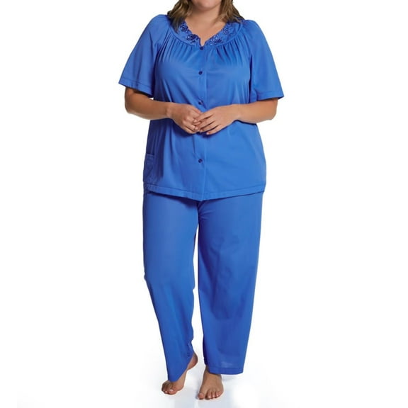 Women's Shadowline 76280X Plus Petals Pajama Set (Sapphire 3X)