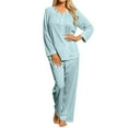 thumbnail image 1 of Women's Shadowline 76283 Petals Long Sleeve Pajama Set (SeaFoam S), 1 of 3