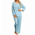 thumbnail image 1 of Women's Shadowline 76283 Petals Long Sleeve Pajama Set (SeaFoam S), 1 of 3