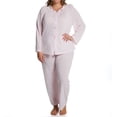 thumbnail image 1 of Women's Shadowline 76283X Plus Petals Long Sleeve Pajama Set (Pink 1X), 1 of 3
