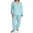 thumbnail image 1 of Women's Shadowline 76283X Plus Petals Long Sleeve Pajama Set (SeaFoam 2X), 1 of 3
