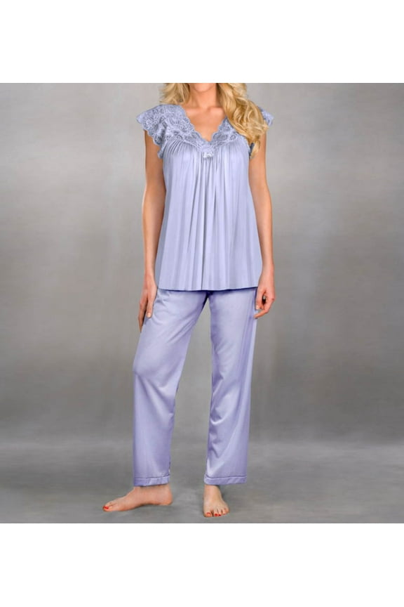 Women's Shadowline 76737 Silhouette Pajama (Peri Frost 1X)