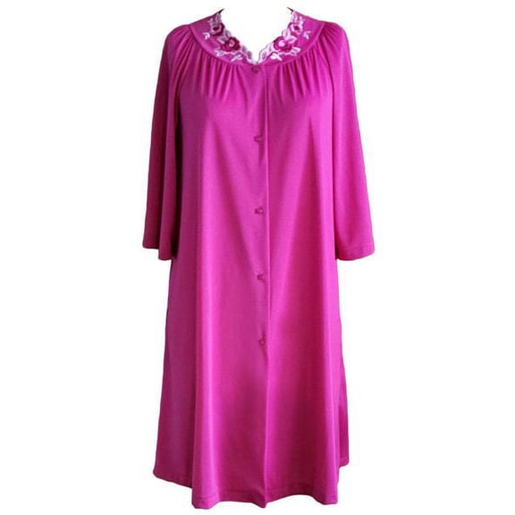 Women's Shadowline 77280 Petals Embroidered Yoke Coat (Raspberry L)