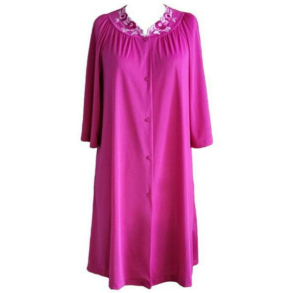 Women's Shadowline 77280 Petals Embroidered Yoke Coat (Raspberry M)