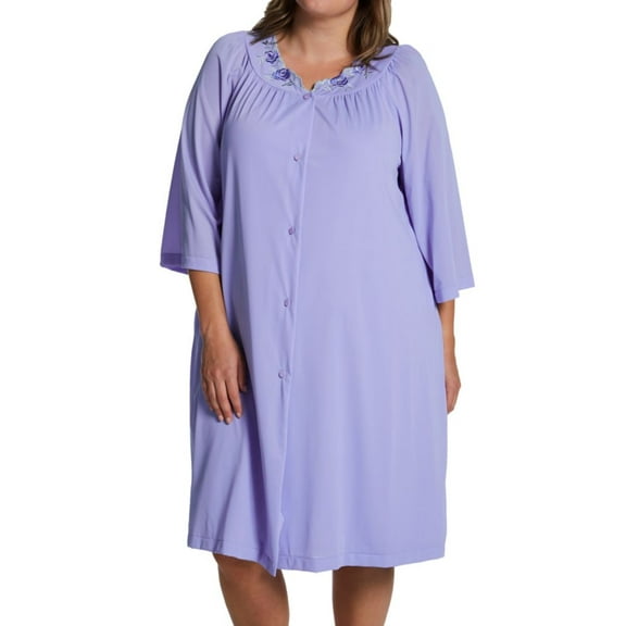 Women's Shadowline 77280X Plus Petals Embroidered Yoke Coat (Lilac 2X)
