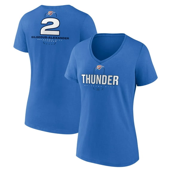 Women's Shai Gilgeous-Alexander Blue Oklahoma City Thunder Behind The Back Name & Number V-Neck T-Shirt