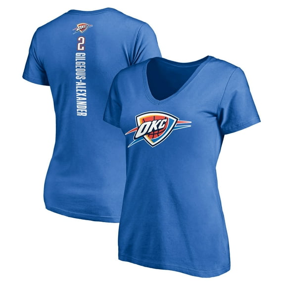 Women's Shai Gilgeous-Alexander Blue Oklahoma City Thunder Playmaker Name & Number V-Neck T-Shirt