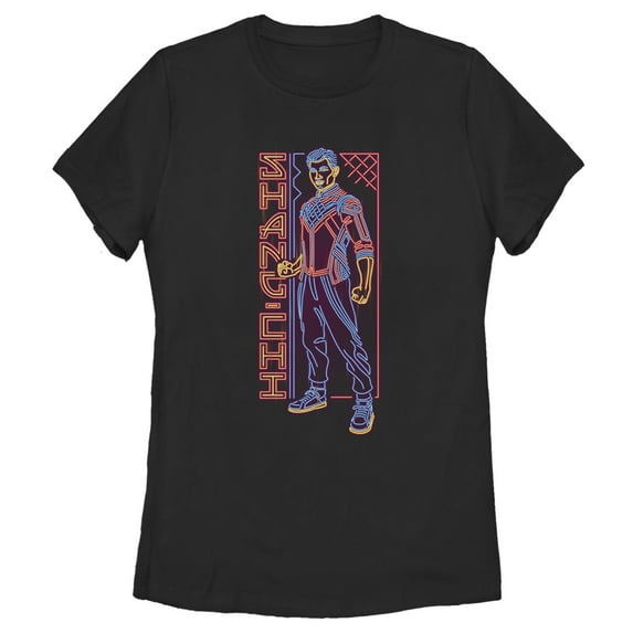 Women's Shang-Chi and the Legend of the Ten Rings Neon Graphic Tee Black Small