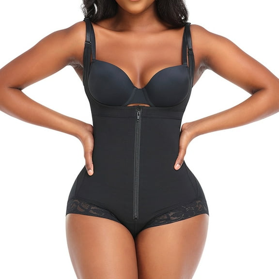 Women's Shapewear Body Shaper Bodysuit Adjustable Strap Plus Size Butt Lifter Slimming Outfit, S Black #A