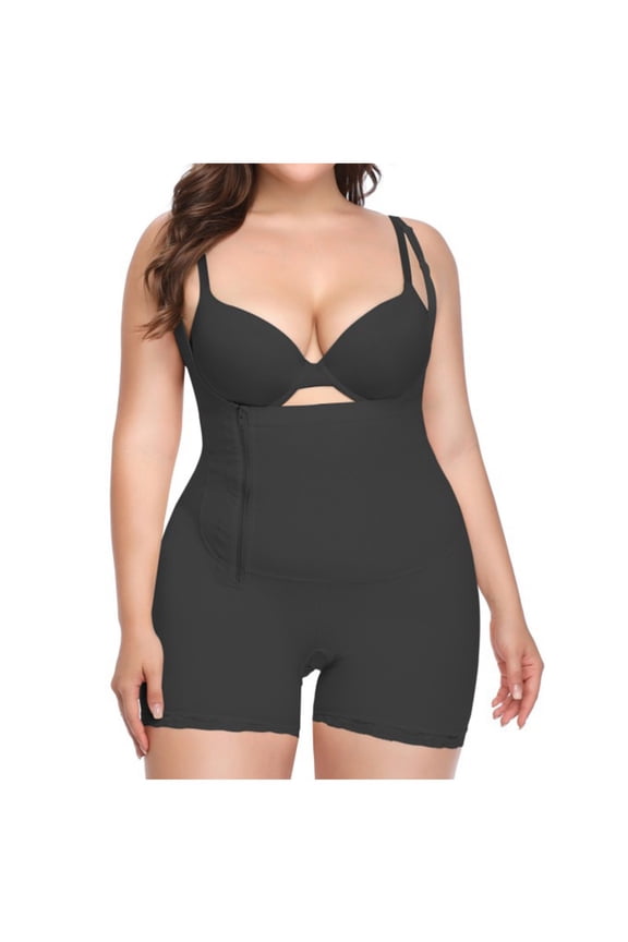 Women's Shapewear Body Shaper Tummy Control Bodysuit Adjustable Strap Plus Size Butt Lifter Outfit, 2XL Black #B