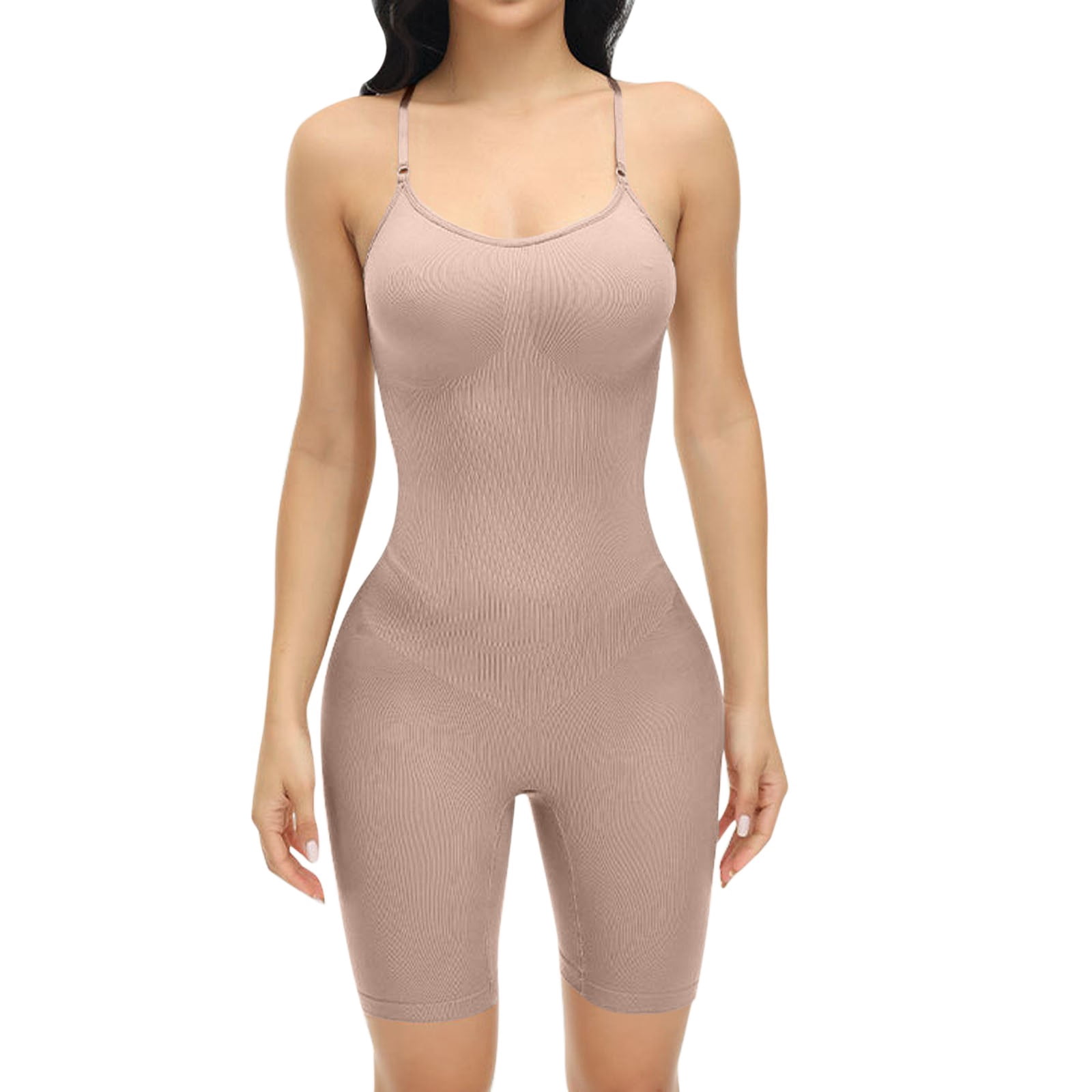 ALYNE Seamless Bodyshaper For Women - Tummy Control Slimming Bodysuit, Round Neck, Beige, Medium