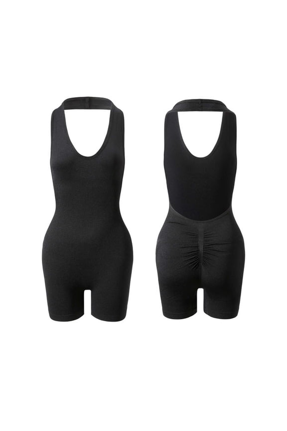 Women's Shapewear Bodysuits Keyhole Back Wrap Neck Waist Cincher Shaping Butt Lift Boyshort 1 Piece Comfortable