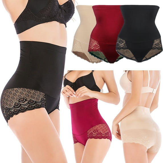 Women’s Shapewear Firm Control Tummy High Waist Lace Brief Cool Comfort, Black, 2XL