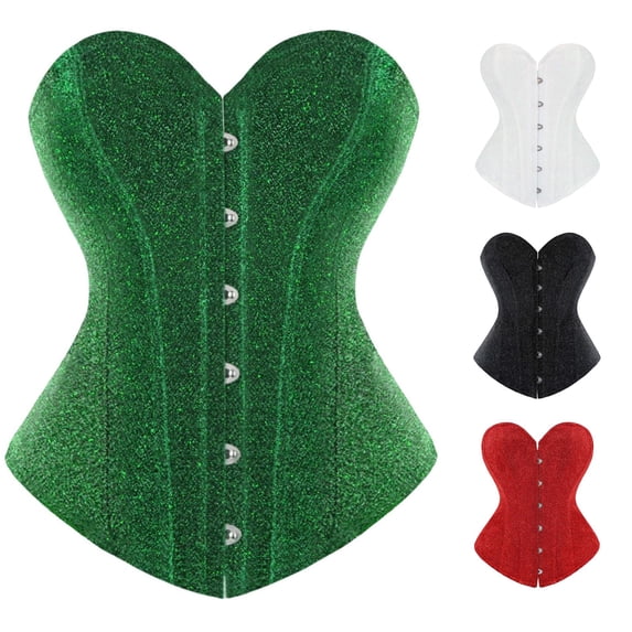 Women's Shapewear Lady Shining Corseted Bust Hugging Wedding Dress Court Waist Cincher Fishbone Shaped Bra Top Corset Green,S