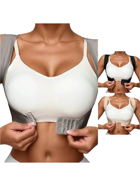 Women's Shapewear Seamless Shapewear Top Front Closure Back Support Bra Corrects Slouching Offers Comfort Fit For Daily Wear Grey,M