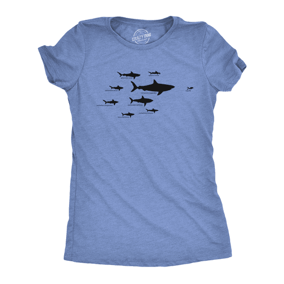 Women's Shark Hierarchy Chart T Shirt Funny Science Ocean Tee for Guys Womens Graphic Tees