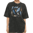 thumbnail image 1 of Women's Shark Ocean Animals Watercolor Graphic Vintage Comfortable Washed Tee Black S-2XL Plus Size, 1 of 5