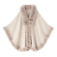 thumbnail image 1 of Women's Shawl Cape Coat for Women Faux Fur Trim Layers Poncho Cloak Beige One Size, 1 of 3