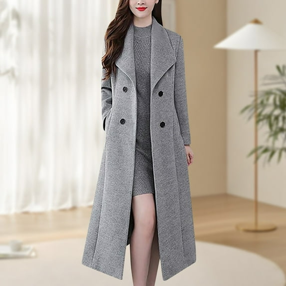 Women's Shawl Collar Work Double Maxi Long Wool Coat Thin Wool Hiking Winter Jackets Retro Wool Coat Mid Length Dress Coats for Women 3 Thick Wool Coats for Women Winter Jacket for Women Wool Size 3
