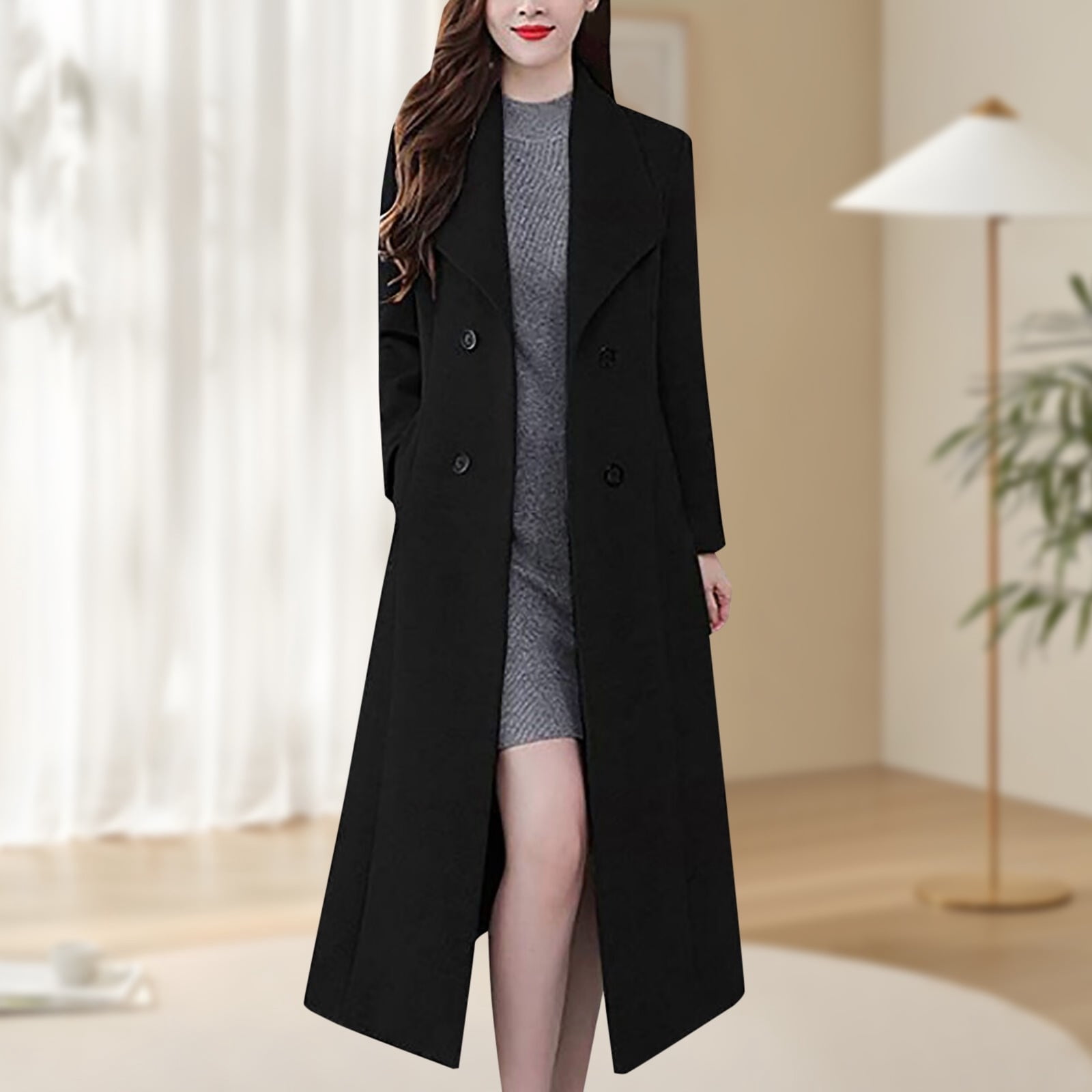 wool dress coats womens IDEALSANXUN Long for Women 2026 Fall Winter Double Breasted Trench Coat, Beige, XS : Clothing, Shoes & Jewelry casual pant Women's Wool & Cashmere Coats