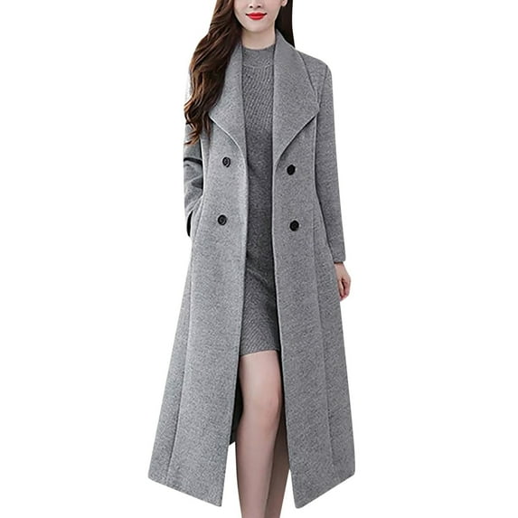 Women's Shawl Collar Work Double Maxi Long Wool Coat winter clothing for women
