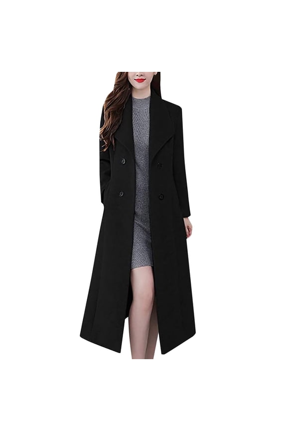 Women's Shawl Collar Work Double Maxi Long Wool Coat