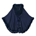 thumbnail image 1 of Women's Shawl Faux Fur Trim Cardigan Cloak Shawl Wraps Winter Poncho Oversized Cape Navy One Size, 1 of 3