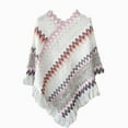 thumbnail image 1 of Women's Shawl, National Print Colourful Splice Poncho with Tassels, Knitted Shawl Scarf Fringed Sweater Cape, Boho Chic Wrap Cloak for Fall Winter and Music Festival-Gray, 1 of 4