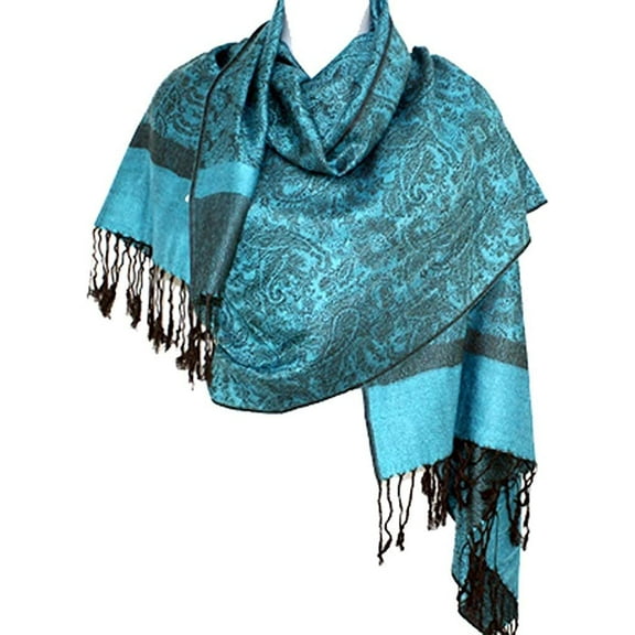 Women's Shawl Vintage Jacquard Paisley Pashmina Special Occasion Wrap Evening Scarf Double Sided Stole