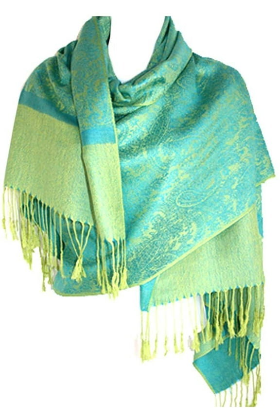 Women's Shawl Vintage Jacquard Paisley Pashmina Special Occasion Wrap Evening Scarf Double Sided Stole