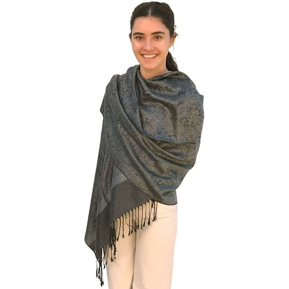 Women's Shawl Vintage Jacquard Paisley Pashmina Special Occasion Wrap Evening Scarf Double Sided Stole